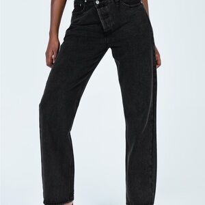 Princess Polly Black Straight Leg Jeans